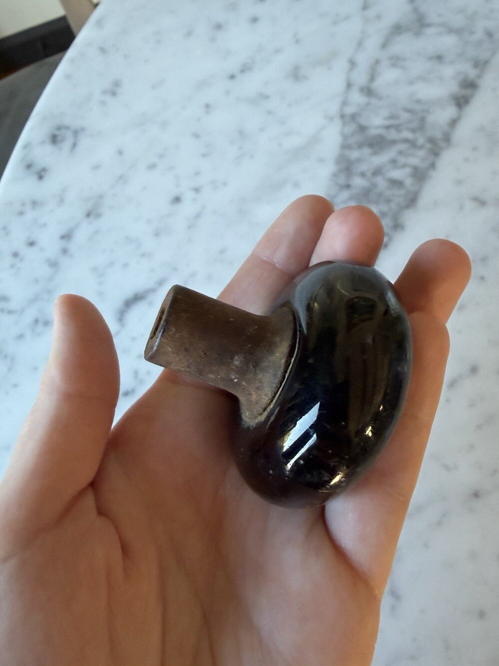 Antique Black Porcelain Round Door Knob with Metal Shaft